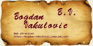 Bogdan Vakulović vizit kartica